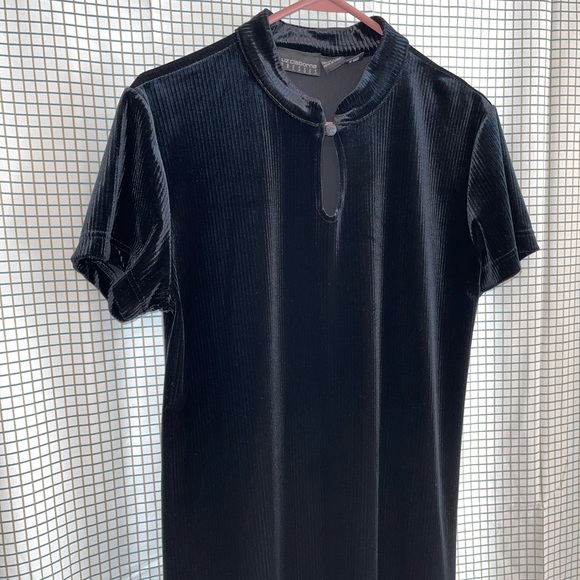 90s Liz Claiborne Dresses Black Ribbed Velour Dress Large - Picture 4 of 13